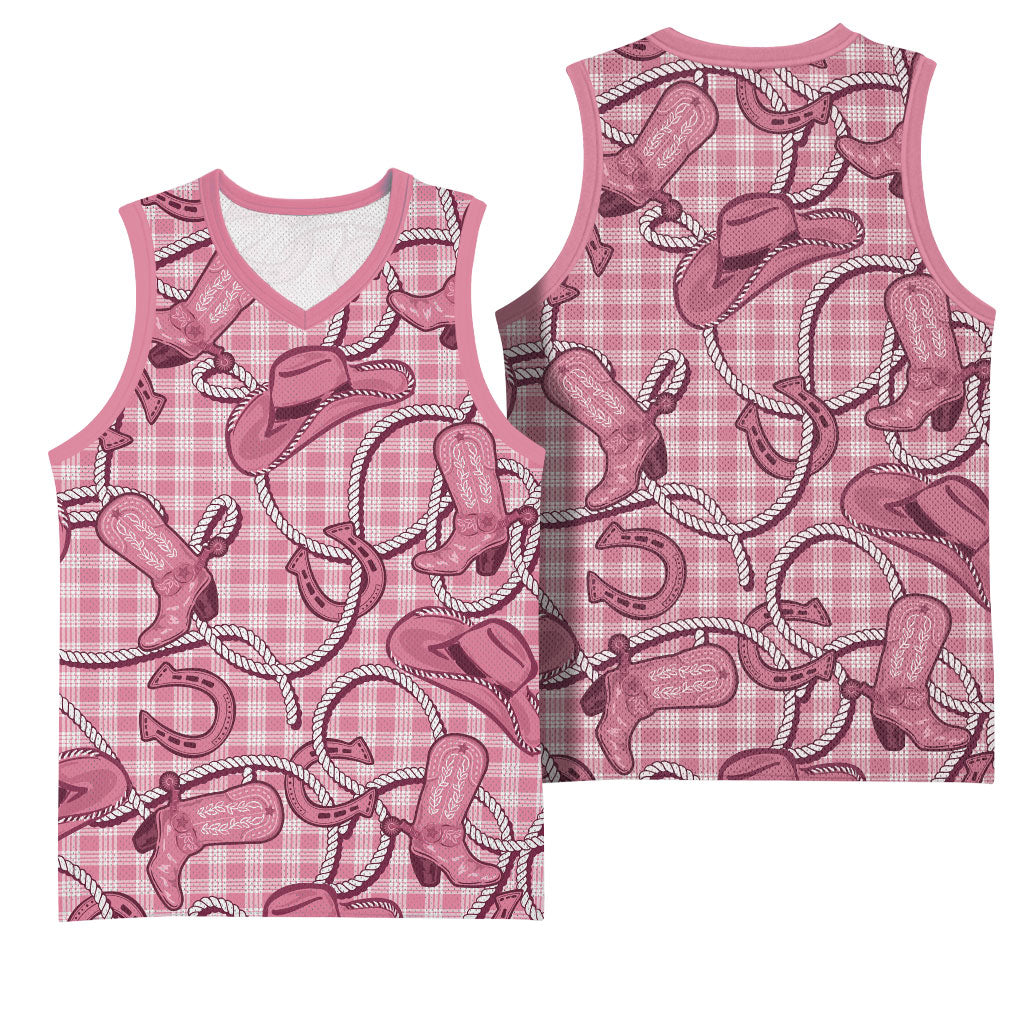 Pink Hawaii Palaka Cowboy Basketball Jersey Hawaiian Paniolo Festival Spirit LT19 - Polynesian Pride