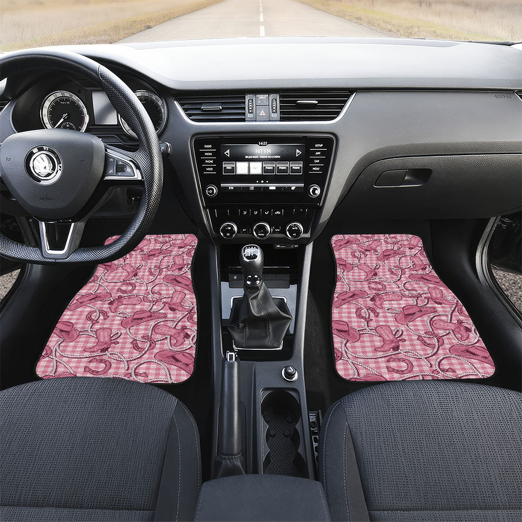 Pink Hawaii Palaka Cowboy Car Mats Hawaiian Paniolo Festival Spirit LT19 Set 2pcs - Front Pink - Polynesian Pride