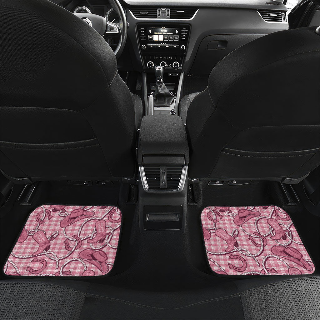 Pink Hawaii Palaka Cowboy Car Mats Hawaiian Paniolo Festival Spirit LT19 Set 2pcs - Back Pink - Polynesian Pride
