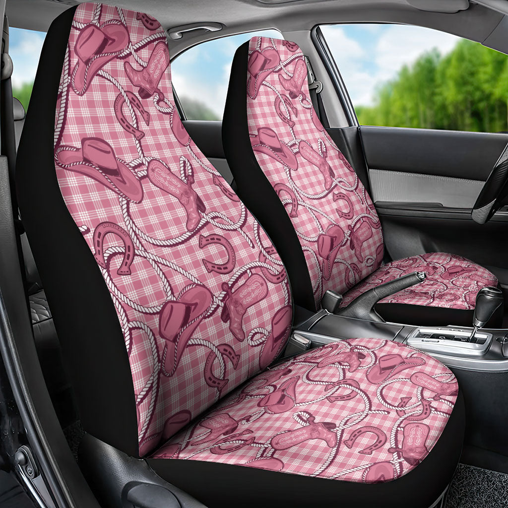 Pink Hawaii Palaka Cowboy Car Seat Cover Hawaiian Paniolo Festival Spirit LT19 - Polynesian Pride