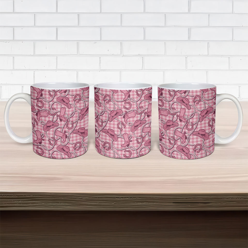 Pink Hawaii Palaka Cowboy Ceramic Mug Hawaiian Paniolo Festival Spirit LT19 - Polynesian Pride