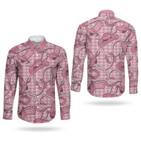 Pink Hawaii Palaka Cowboy Couples Matching Mermaid Dress and Long Sleeve Button Shirt Hawaiian Paniolo Festival Spirit LT19 - Polynesian Pride