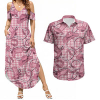 Pink Hawaii Palaka Cowboy Couples Matching Summer Maxi Dress and Hawaiian Shirt Hawaiian Paniolo Festival Spirit LT19 Pink - Polynesian Pride
