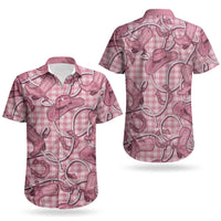 Pink Hawaii Palaka Cowboy Couples Matching Summer Maxi Dress and Hawaiian Shirt Hawaiian Paniolo Festival Spirit LT19 - Polynesian Pride