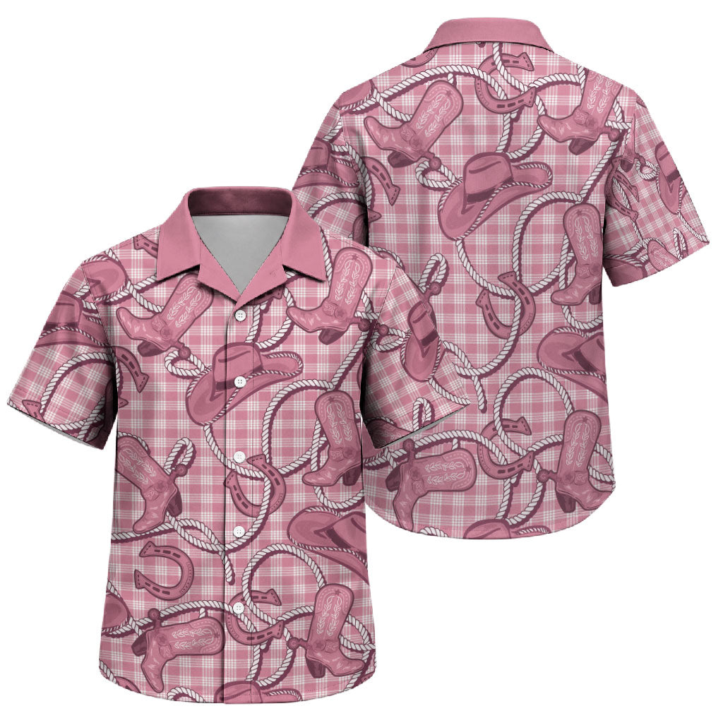 Pink Hawaii Palaka Cowboy Family Matching Puletasi and Hawaiian Shirt Hawaiian Paniolo Festival Spirit LT19 Son's Shirt Pink - Polynesian Pride