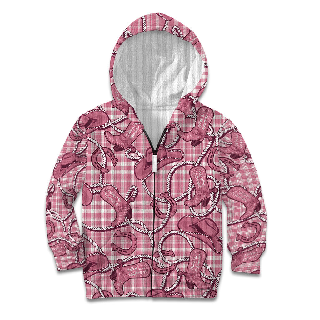 Pink Hawaii Palaka Cowboy Kid Hoodie Hawaiian Paniolo Festival Spirit LT19 Zip Hoodie Pink - Polynesian Pride