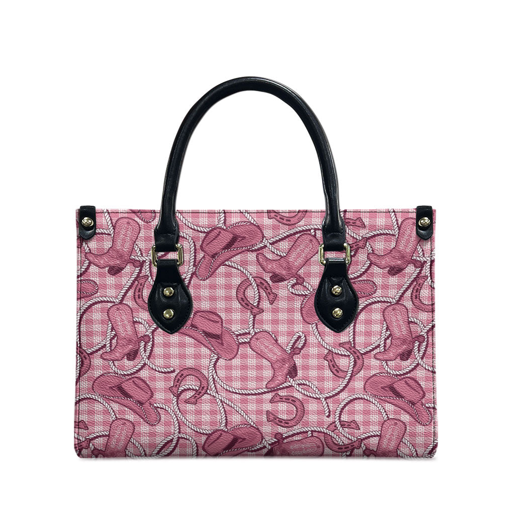 Pink Hawaii Palaka Cowboy Leather Bag Hawaiian Paniolo Festival Spirit LT19 - Polynesian Pride