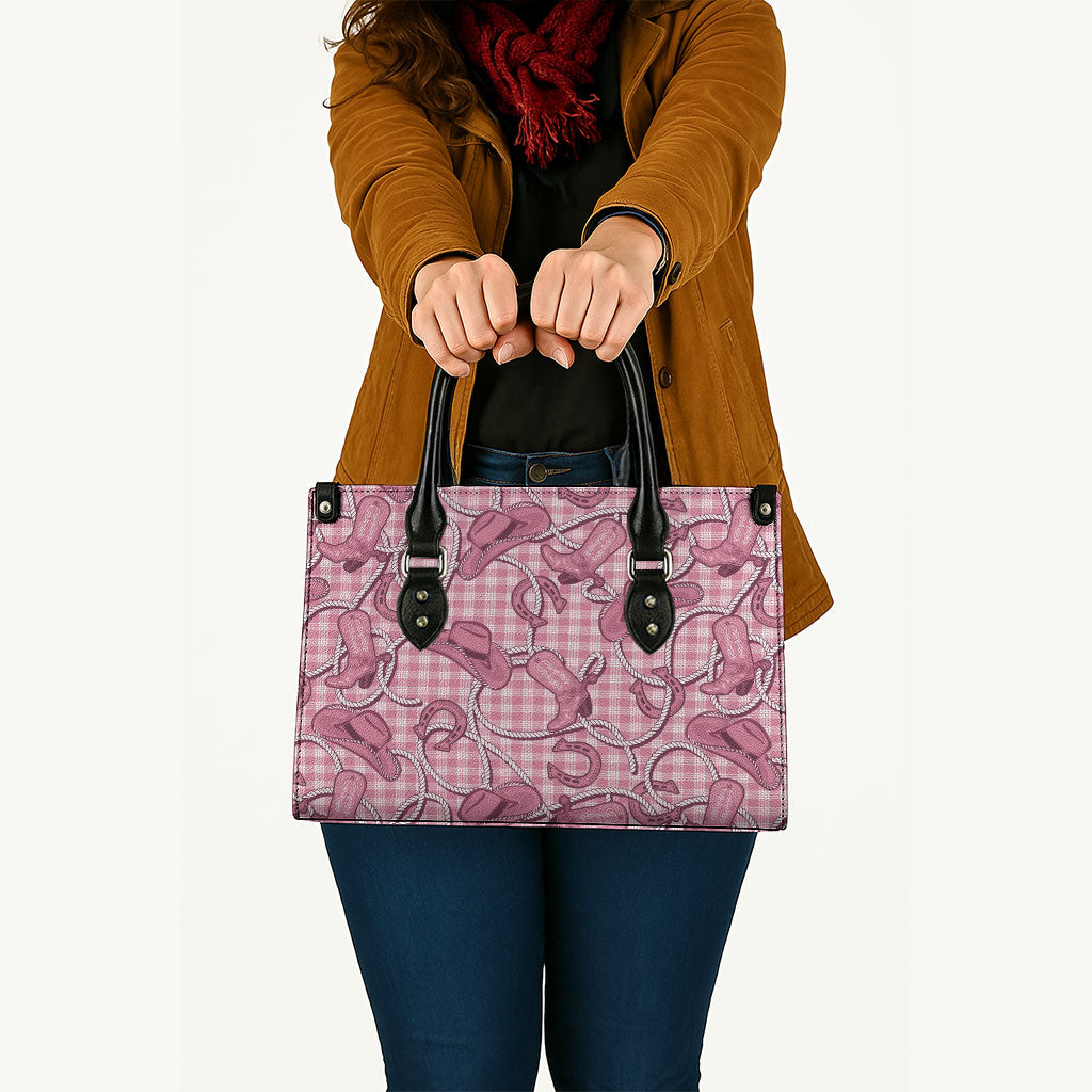 Pink Hawaii Palaka Cowboy Leather Bag Hawaiian Paniolo Festival Spirit LT19 - Polynesian Pride