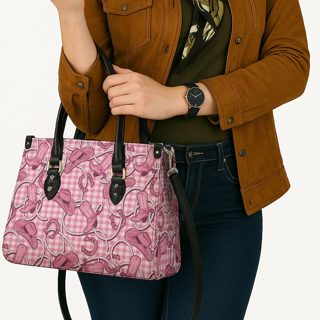 Pink Hawaii Palaka Cowboy Leather Bag Hawaiian Paniolo Festival Spirit LT19 - Polynesian Pride