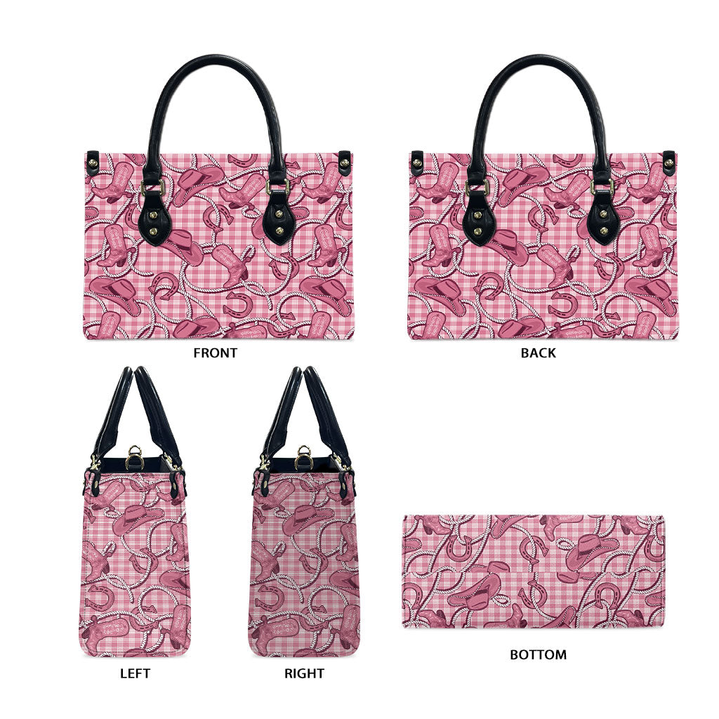 Pink Hawaii Palaka Cowboy Leather Bag Hawaiian Paniolo Festival Spirit LT19 - Polynesian Pride