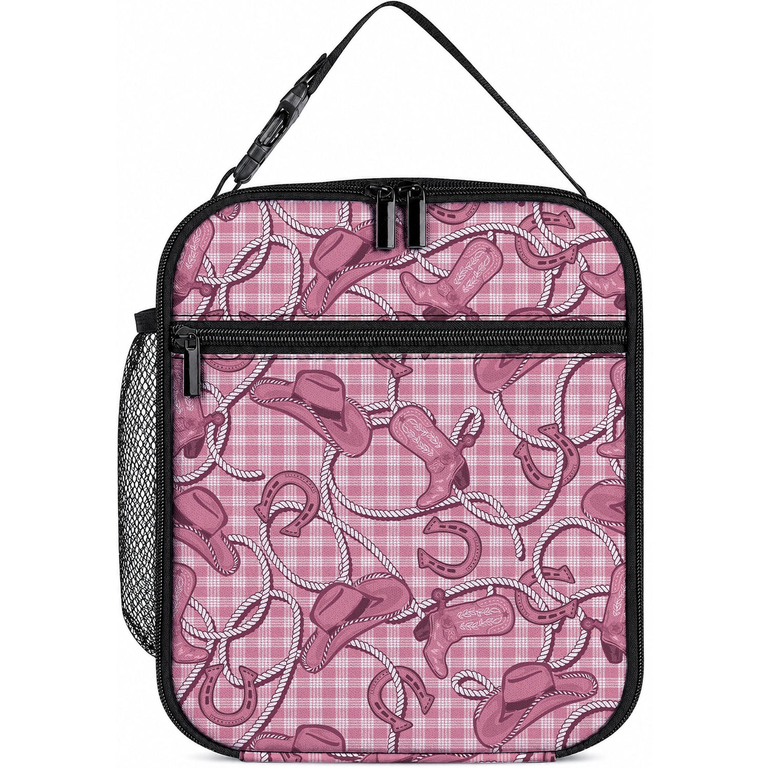 Pink Hawaii Palaka Cowboy Lunch Bag Hawaiian Paniolo Festival Spirit LT19 10.2 × 8.3 × 4.3 inch Pink - Polynesian Pride