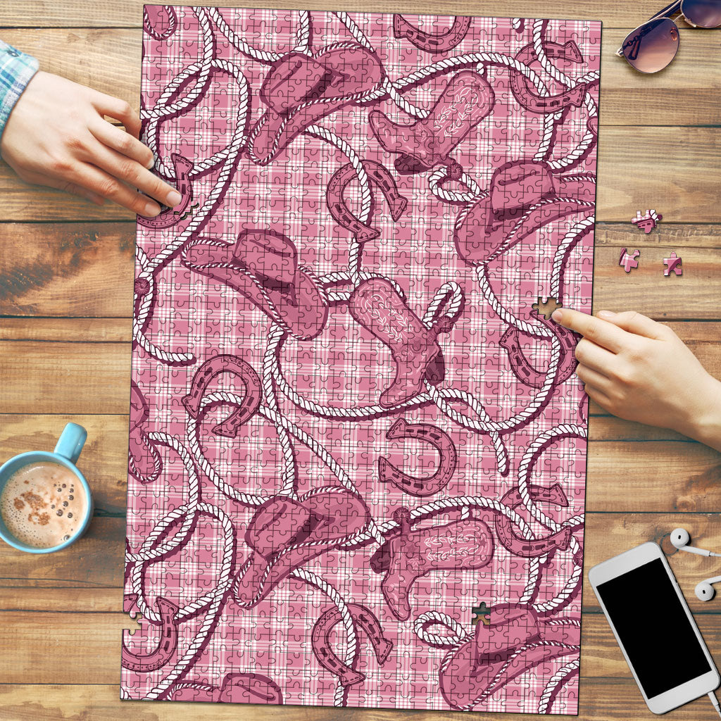 Pink Hawaii Palaka Cowboy Puzzle Hawaiian Paniolo Festival Spirit LT19 Pink - Polynesian Pride