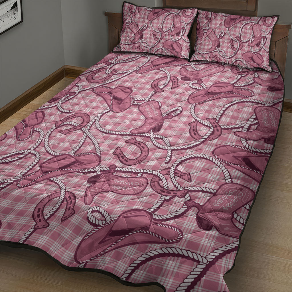 Pink Hawaii Palaka Cowboy Quilt Bed Set Hawaiian Paniolo Festival Spirit LT19 - Polynesian Pride