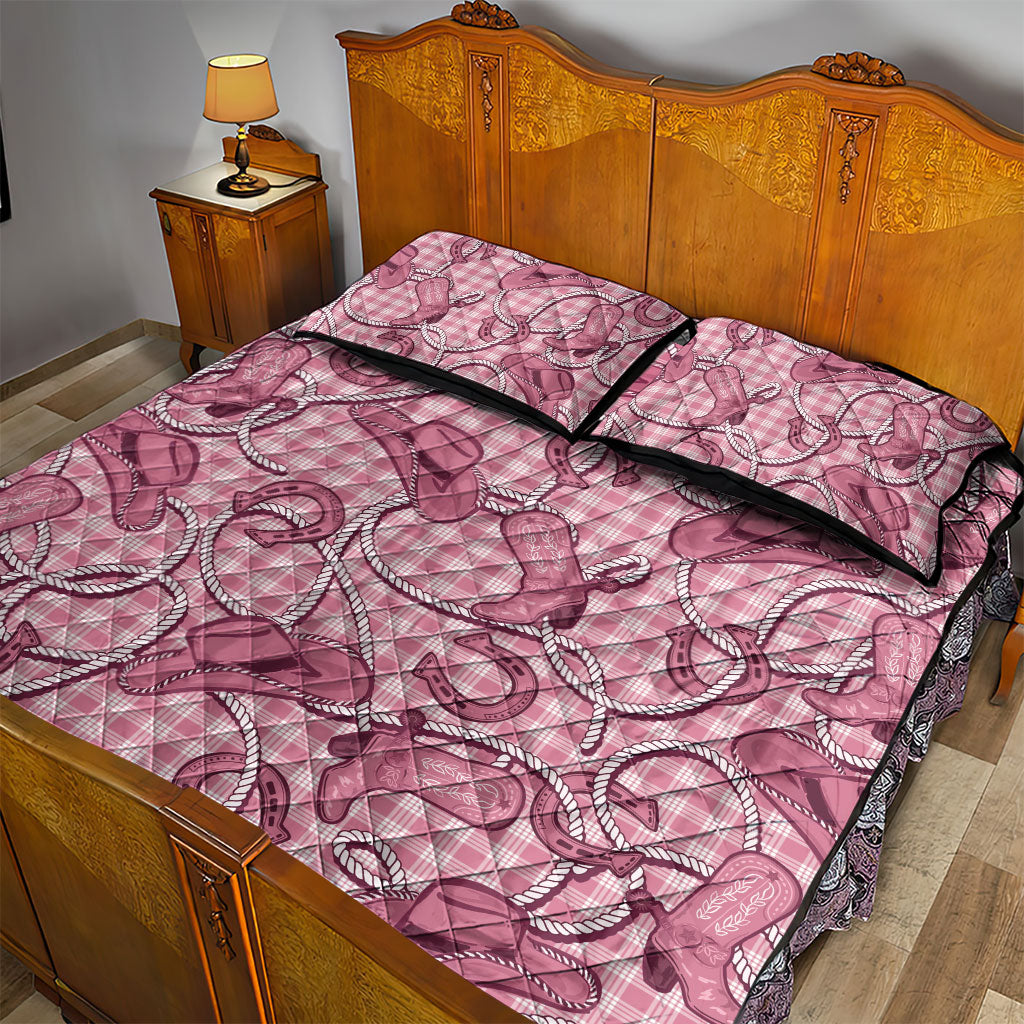 Pink Hawaii Palaka Cowboy Quilt Bed Set Hawaiian Paniolo Festival Spirit LT19 - Polynesian Pride