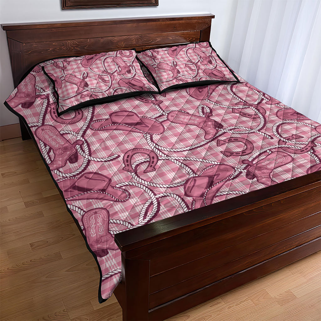Pink Hawaii Palaka Cowboy Quilt Bed Set Hawaiian Paniolo Festival Spirit LT19 - Polynesian Pride