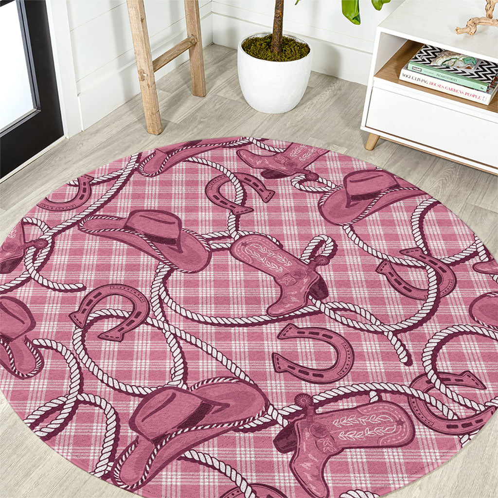 Pink Hawaii Palaka Cowboy Round Carpet Hawaiian Paniolo Festival Spirit LT19 Pink - Polynesian Pride