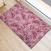 Pink Hawaii Palaka Cowboy Rubber Doormat Hawaiian Paniolo Festival Spirit LT19 - Polynesian Pride