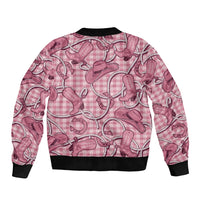 Pink Hawaii Palaka Cowboy Sleeve Zip Bomber Jacket Hawaiian Paniolo Festival Spirit LT19 - Polynesian Pride