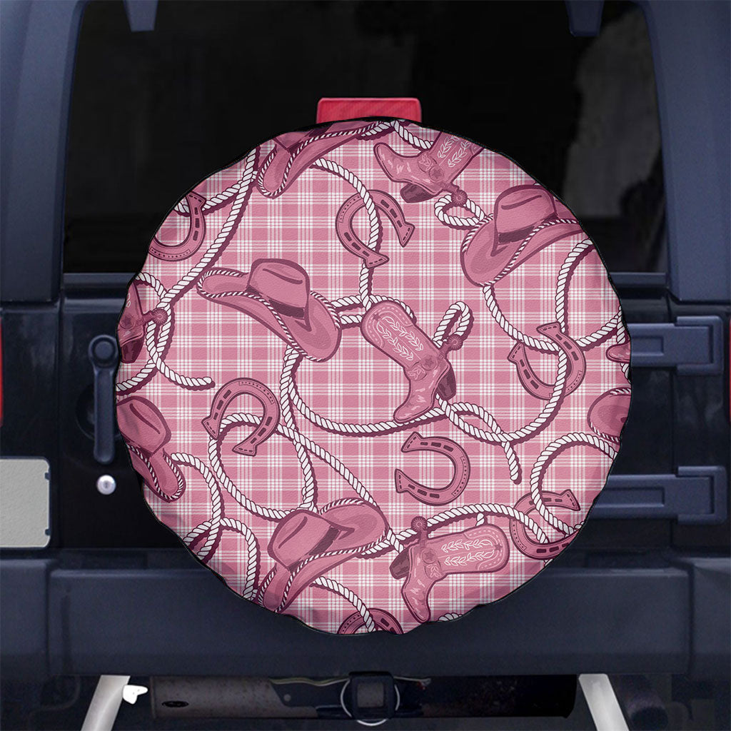 Pink Hawaii Palaka Cowboy Spare Tire Cover Hawaiian Paniolo Festival Spirit LT19 No hole Pink - Polynesian Pride
