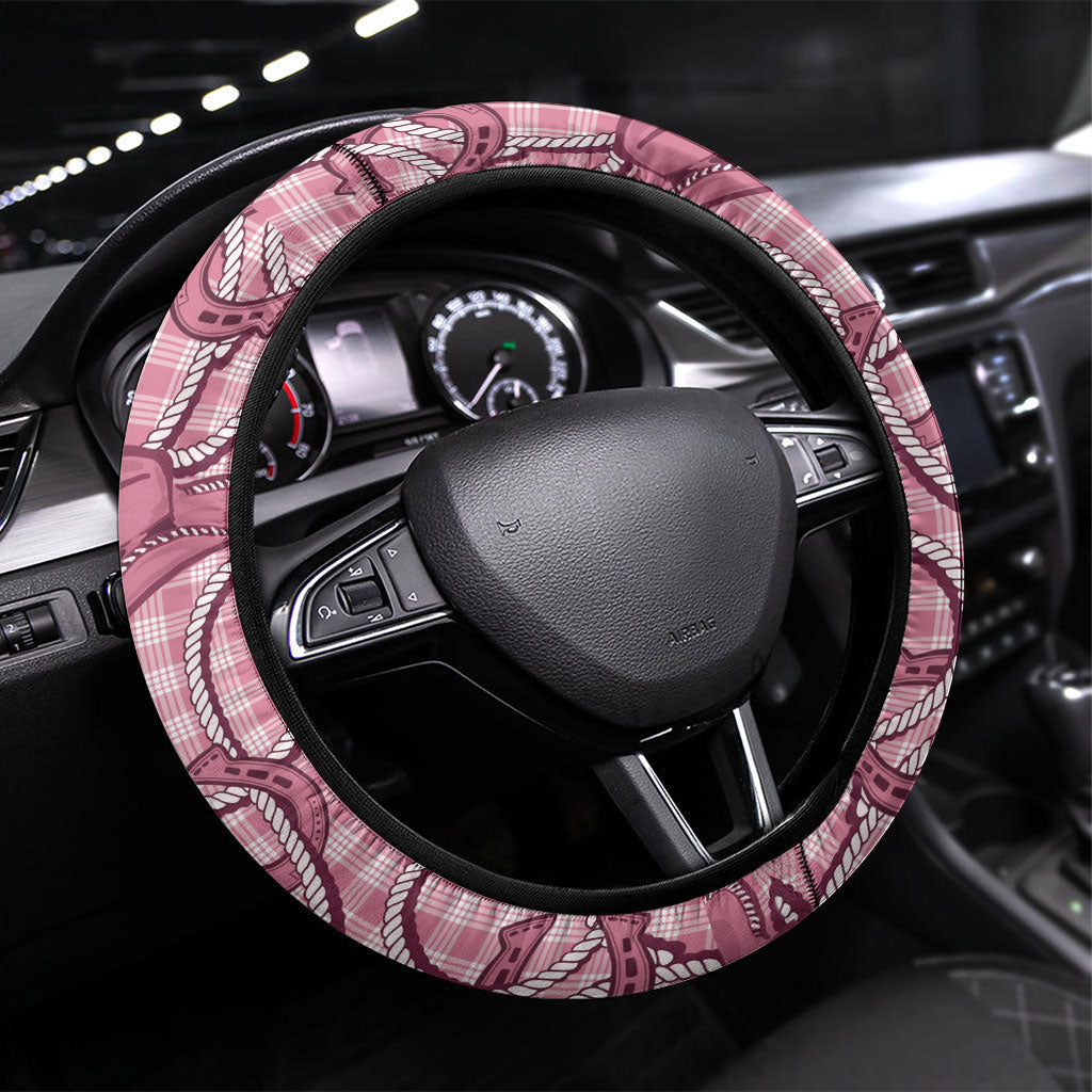 Pink Hawaii Palaka Cowboy Steering Wheel Cover Hawaiian Paniolo Festival Spirit