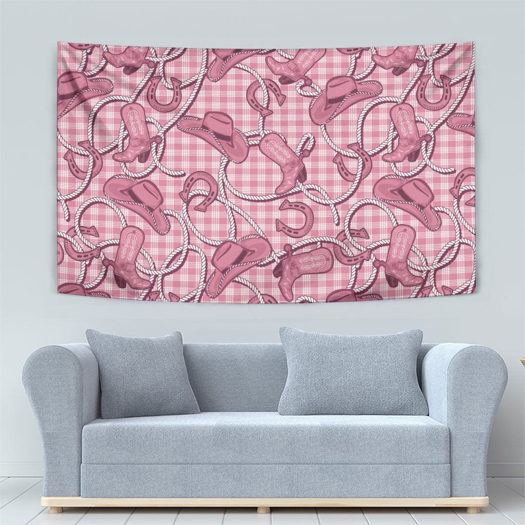 Pink Hawaii Palaka Cowboy Tapestry Hawaiian Paniolo Festival Spirit LT19 - Polynesian Pride