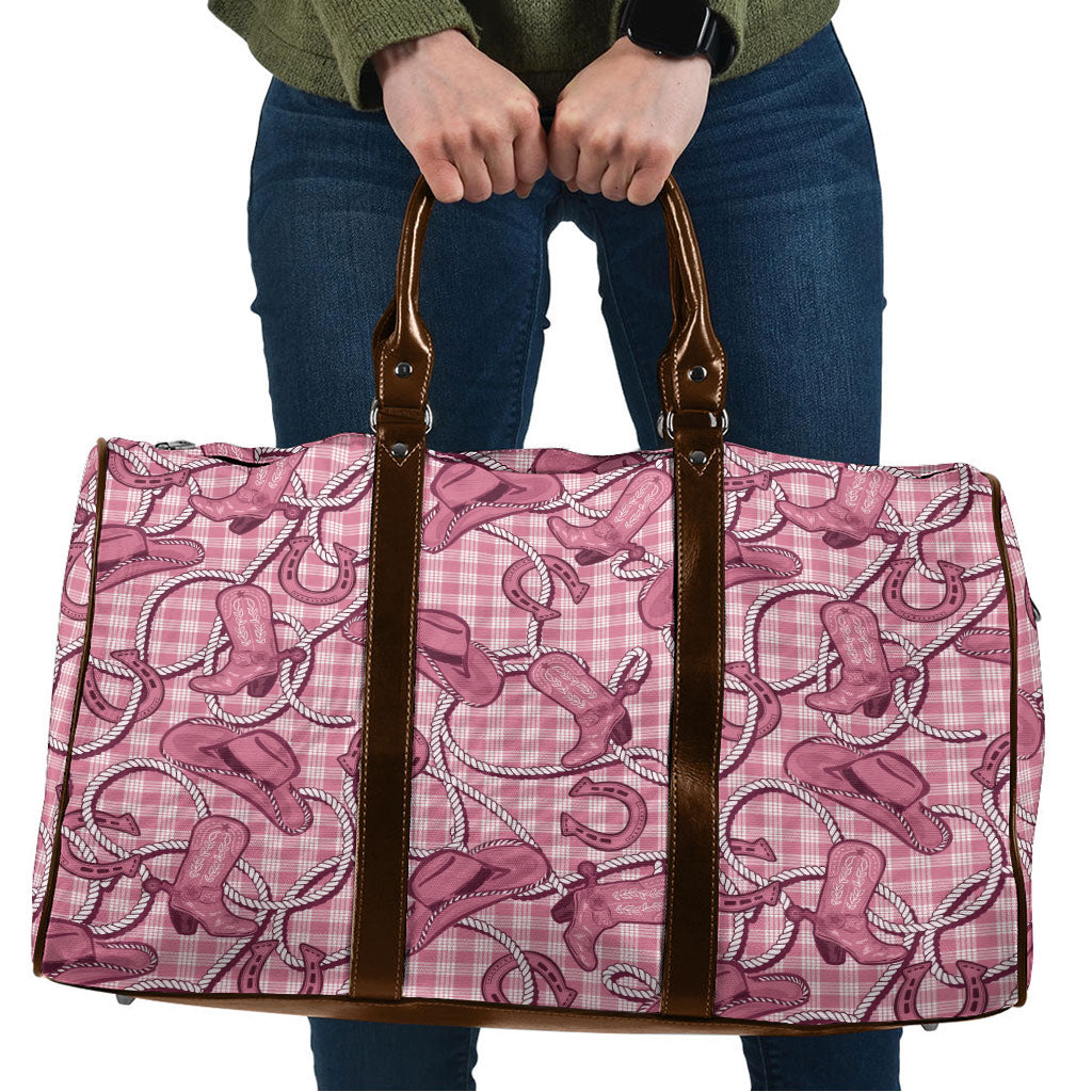 Pink Hawaii Palaka Cowboy Travel Bag Hawaiian Paniolo Festival Spirit LT19 Pink - Polynesian Pride