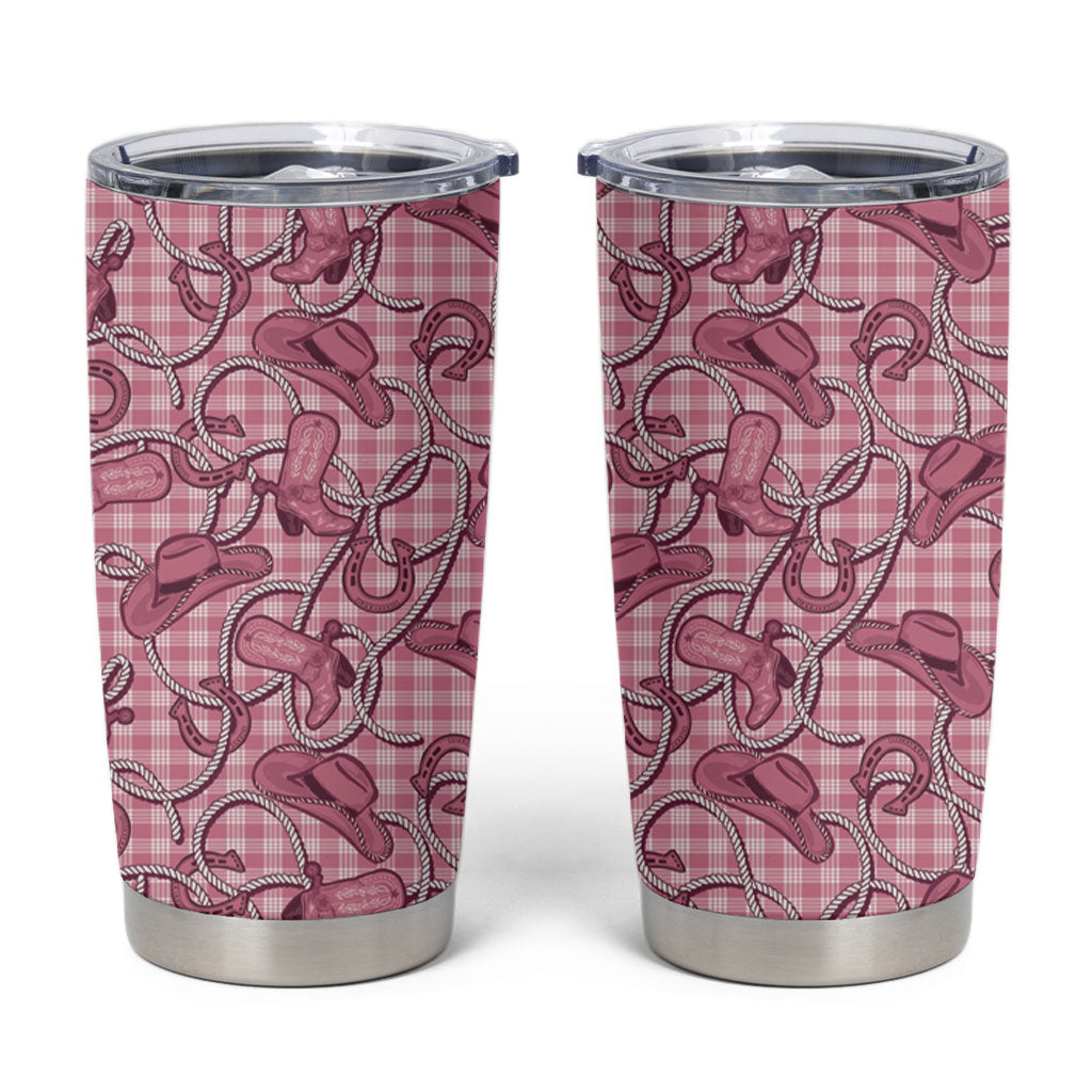 Pink Hawaii Palaka Cowboy Tumbler Cup Hawaiian Paniolo Festival Spirit LT19 Pink - Polynesian Pride