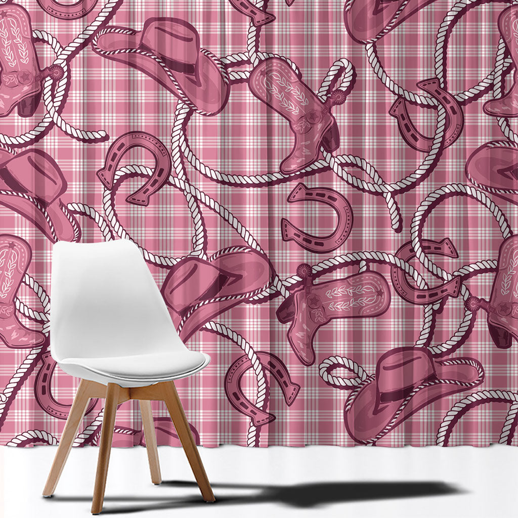 Pink Hawaii Palaka Cowboy Window Curtain Hawaiian Paniolo Festival Spirit LT19 - Polynesian Pride
