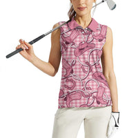 Pink Hawaii Palaka Cowboy Women Sleeveless Polo Shirt Hawaiian Paniolo Festival Spirit LT19 - Polynesian Pride