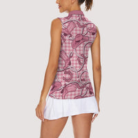 Pink Hawaii Palaka Cowboy Women Sleeveless Polo Shirt Hawaiian Paniolo Festival Spirit LT19 - Polynesian Pride