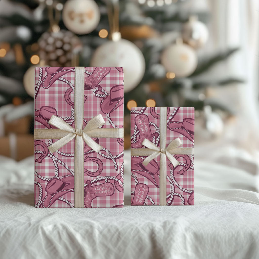 Pink Hawaii Palaka Cowboy Wrapping Paper Hawaiian Paniolo Festival Spirit LT19 - Polynesian Pride