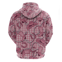 Pink Hawaii Palaka Cowboy Zip Hoodie Hawaiian Paniolo Festival Spirit LT19 - Polynesian Pride