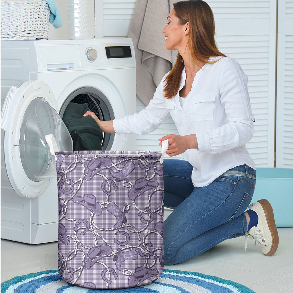 Purple Hawaii Palaka Cowboy Laundry Basket Hawaiian Paniolo Festival Spirit LT19 - Polynesian Pride