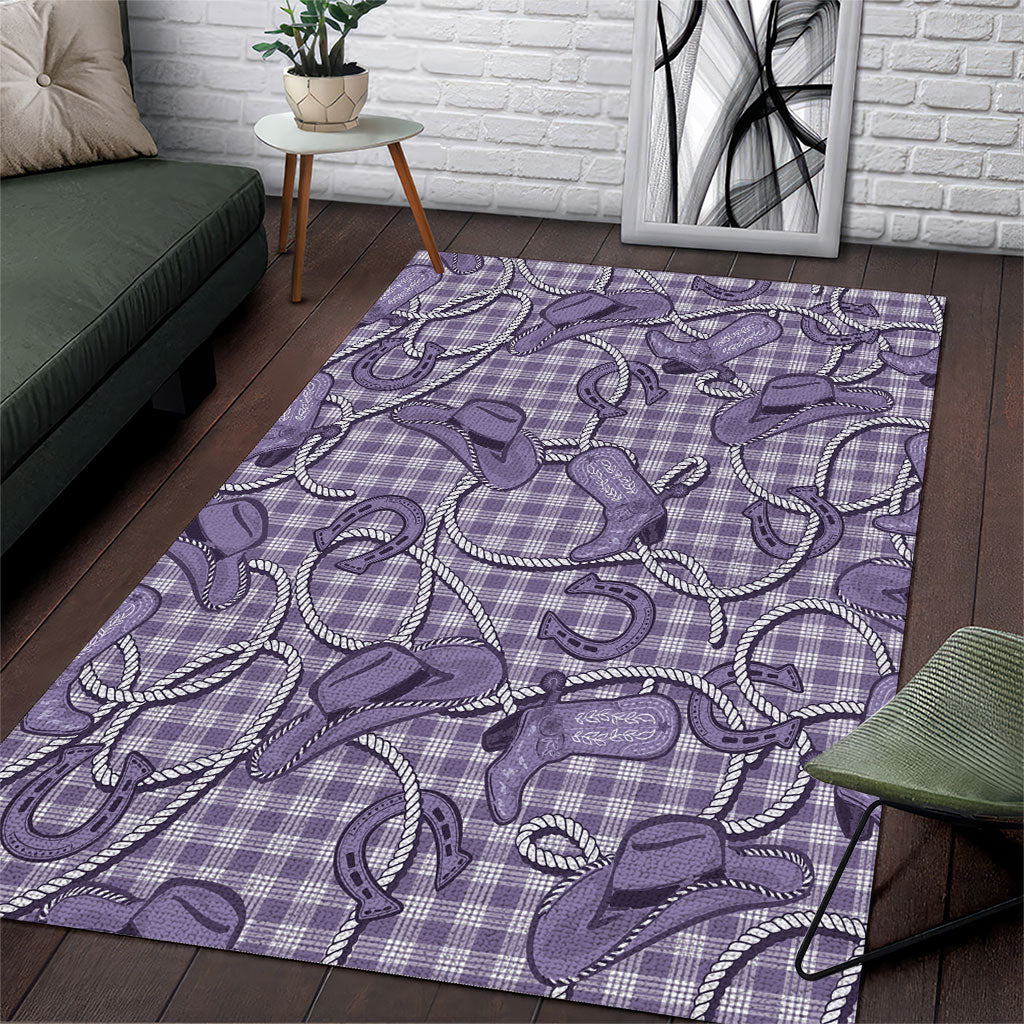 Purple Hawaii Palaka Cowboy Area Rug Hawaiian Paniolo Festival Spirit