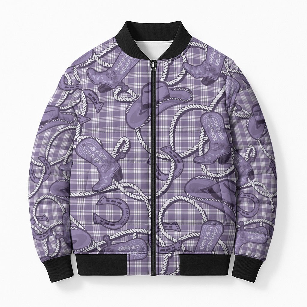 Purple Hawaii Palaka Cowboy Bomber Puffer Jacket Hawaiian Paniolo Festival Spirit LT19 Unisex Purple - Polynesian Pride