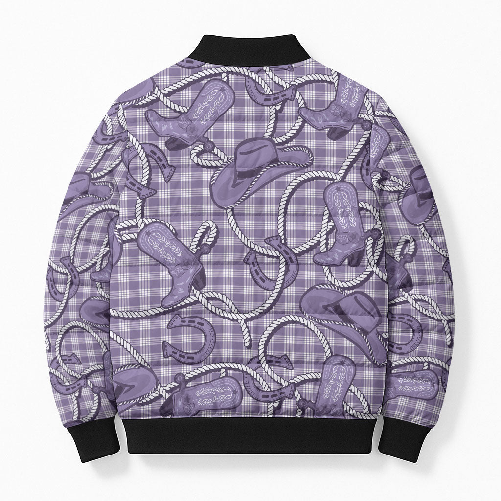 Purple Hawaii Palaka Cowboy Bomber Puffer Jacket Hawaiian Paniolo Festival Spirit LT19 - Polynesian Pride
