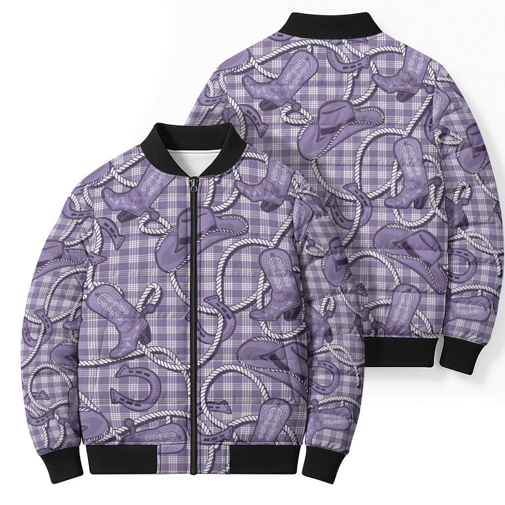 Purple Hawaii Palaka Cowboy Bomber Puffer Jacket Hawaiian Paniolo Festival Spirit LT19 - Polynesian Pride