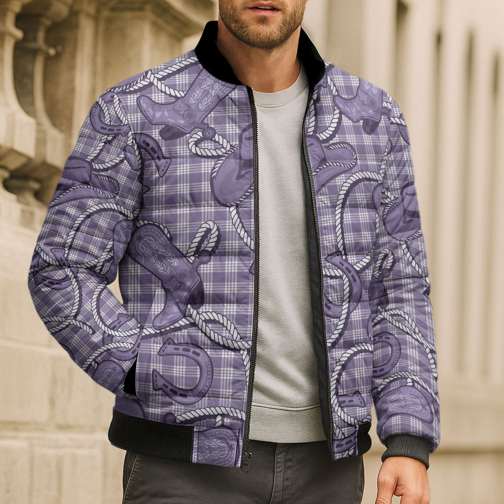 Purple Hawaii Palaka Cowboy Bomber Puffer Jacket Hawaiian Paniolo Festival Spirit LT19 - Polynesian Pride
