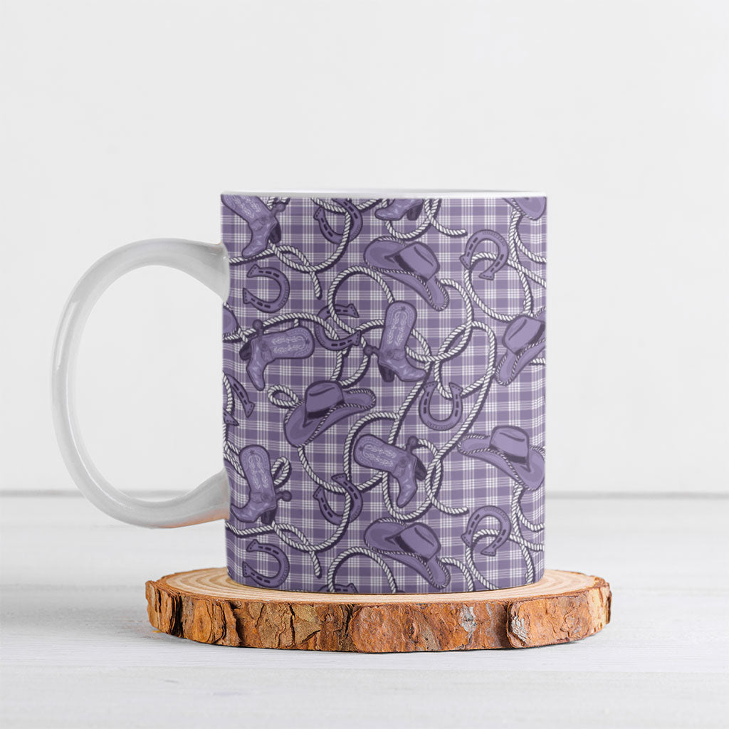 Purple Hawaii Palaka Cowboy Ceramic Mug Hawaiian Paniolo Festival Spirit LT19 Purple - Polynesian Pride