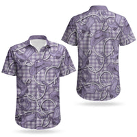 Purple Hawaii Palaka Cowboy Couples Matching Off The Shoulder Long Sleeve Dress and Hawaiian Shirt Hawaiian Paniolo Festival Spirit LT19 - Polynesian Pride