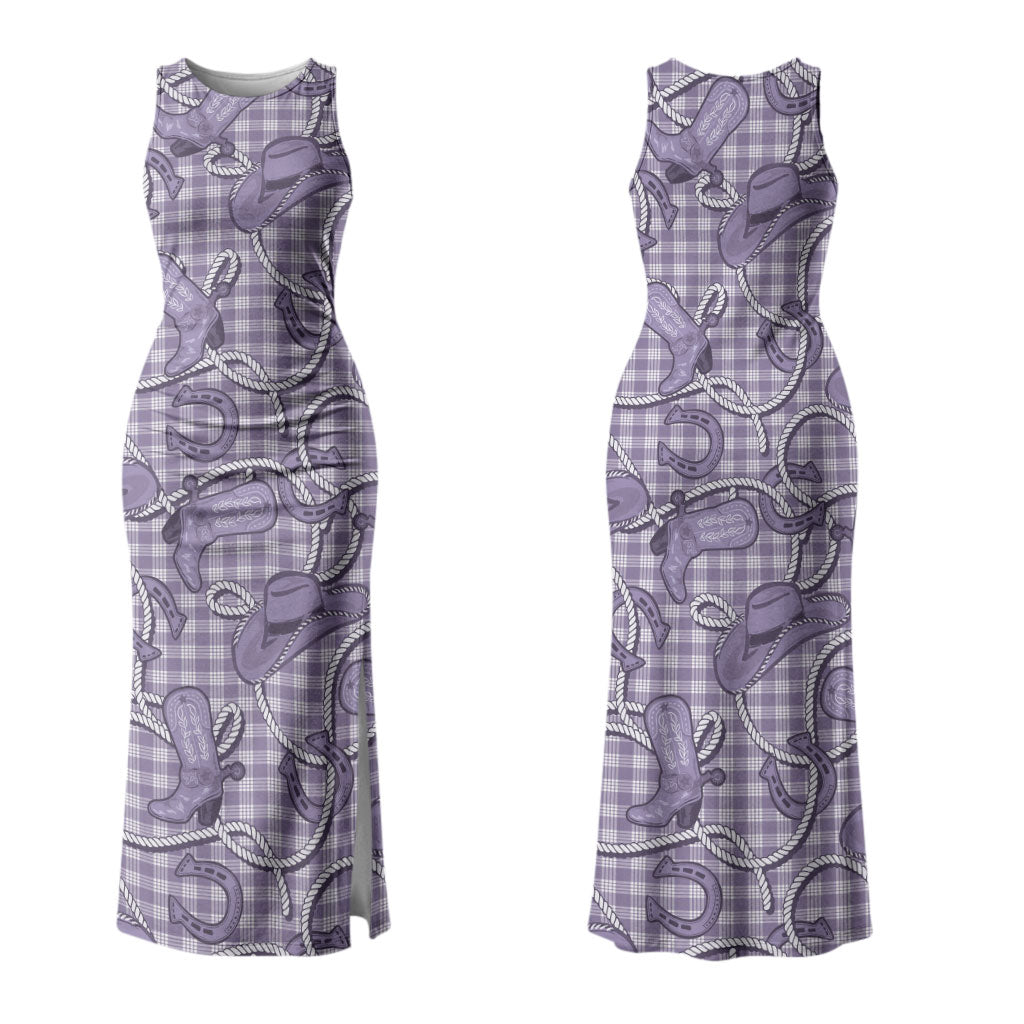 Purple Hawaii Palaka Cowboy Couples Matching Tank Maxi Dress and Hawaiian Shirt Hawaiian Paniolo Festival Spirit LT19 - Polynesian Pride