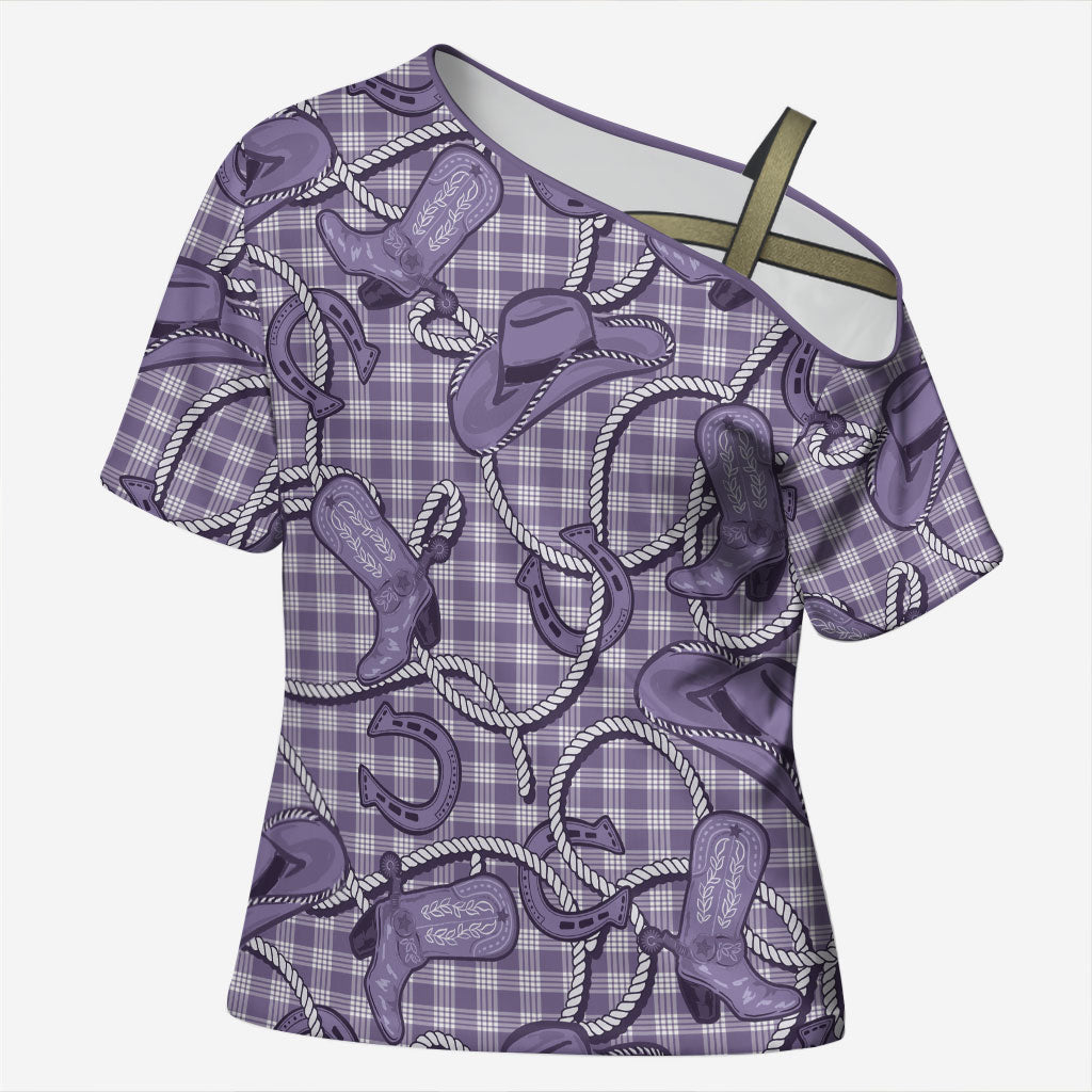 Purple Hawaii Palaka Cowboy Cross Shoulder Shirt Hawaiian Paniolo Festival Spirit LT19 Female Purple - Polynesian Pride