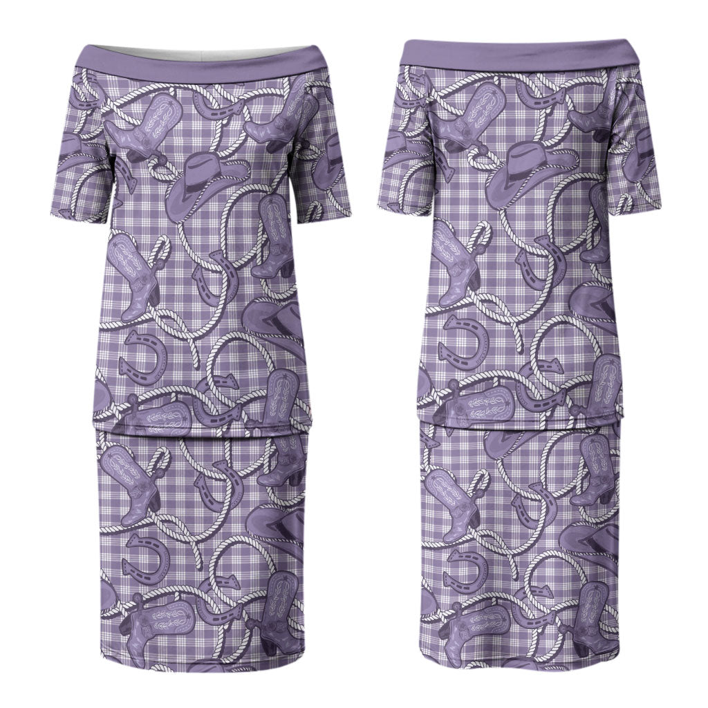 Purple Hawaii Palaka Cowboy Family Matching Puletasi and Hawaiian Shirt Hawaiian Paniolo Festival Spirit LT19 Mom's Dress Purple - Polynesian Pride