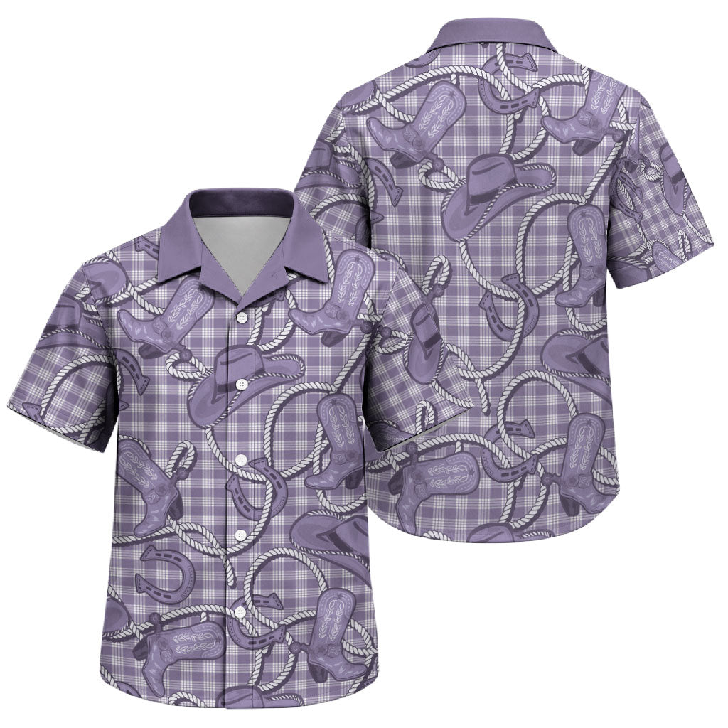 Purple Hawaii Palaka Cowboy Family Matching Puletasi and Hawaiian Shirt Hawaiian Paniolo Festival Spirit LT19 Son's Shirt Purple - Polynesian Pride