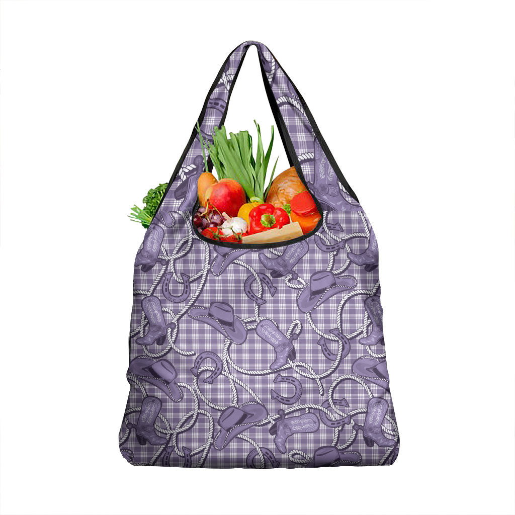 Purple Hawaii Palaka Cowboy Grocery Bag Hawaiian Paniolo Festival Spirit LT19 1-pack One Size Purple - Polynesian Pride