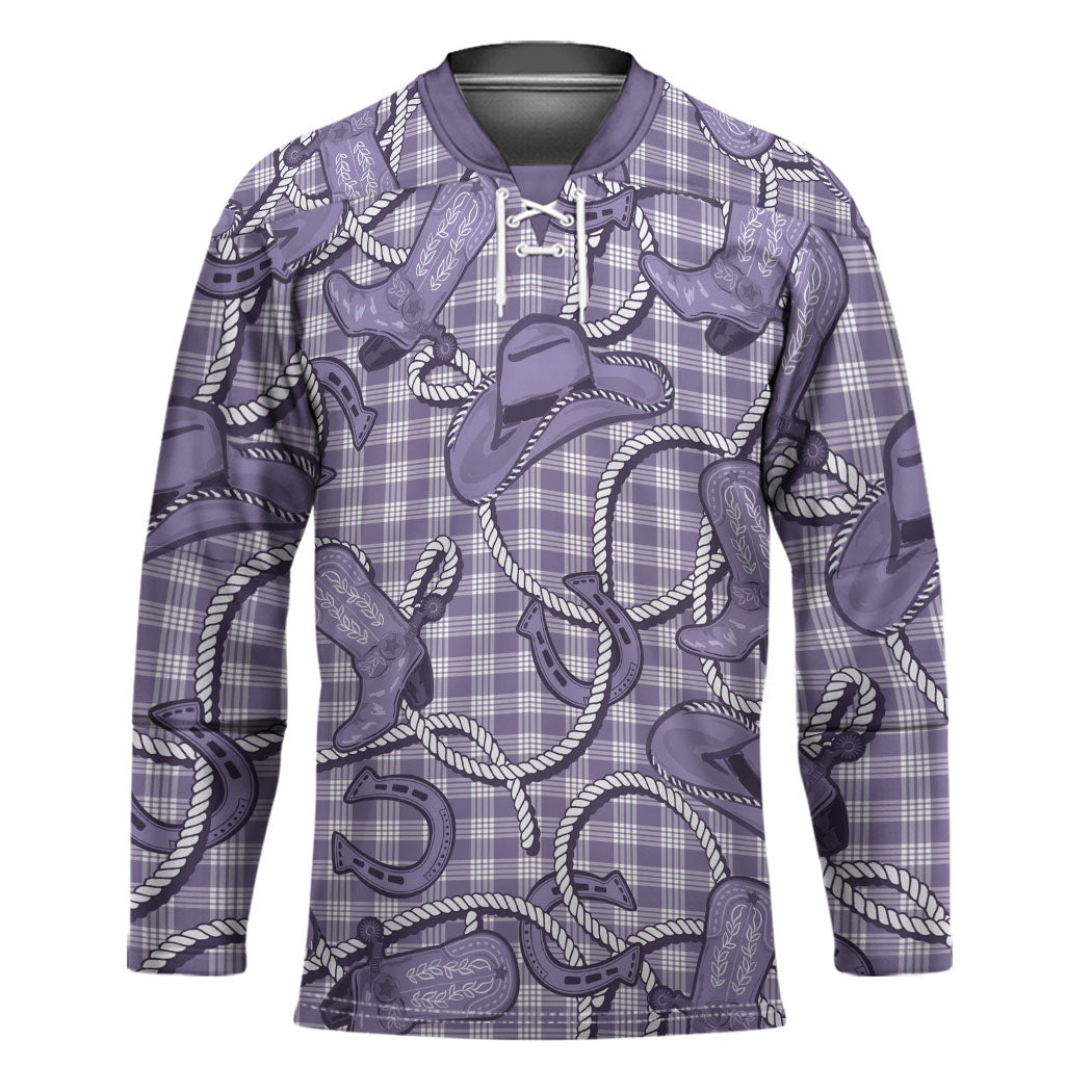 Purple Hawaii Palaka Cowboy Hockey Jersey Hawaiian Paniolo Festival Spirit