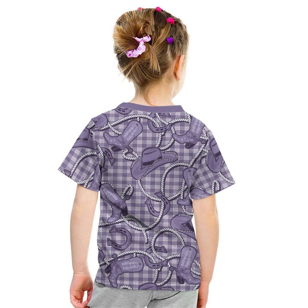 Purple Hawaii Palaka Cowboy Kid T Shirt Hawaiian Paniolo Festival Spirit LT19 - Polynesian Pride
