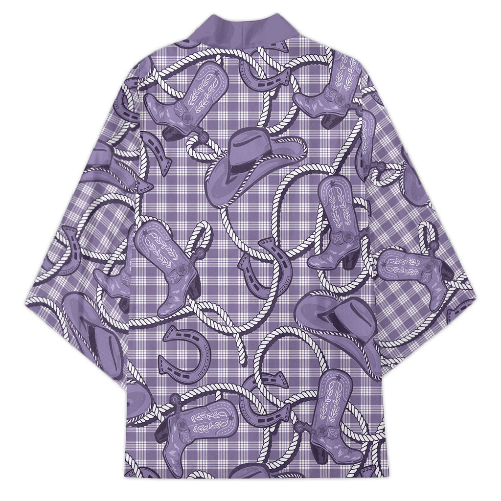 Purple Hawaii Palaka Cowboy Kimono Hawaiian Paniolo Festival Spirit LT19 - Polynesian Pride