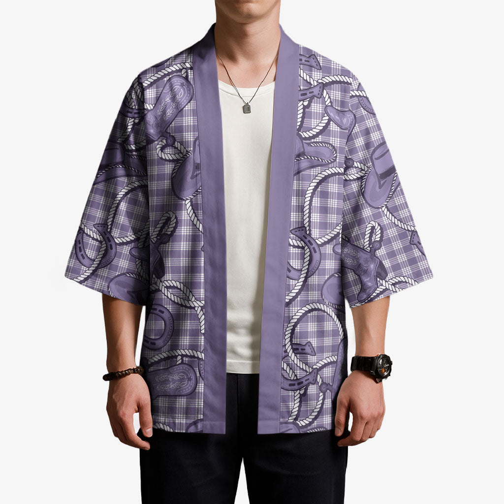 Purple Hawaii Palaka Cowboy Kimono Hawaiian Paniolo Festival Spirit LT19 - Polynesian Pride