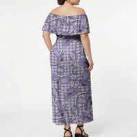 Purple Hawaii Palaka Cowboy Off Shoulder Maxi Dress Hawaiian Paniolo Festival Spirit LT19 - Polynesian Pride